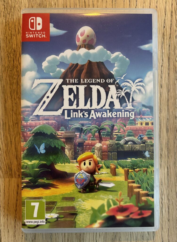 A photo of the box art for the Nintendo Switch remake of The Legend of Zelda Link's Awakening