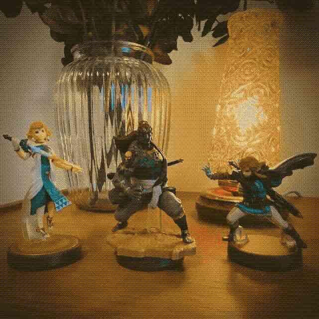 Amiibo figurines of Zelda, Ganondorf and Link from Tears of the Kingdom that my son wanted for his sixth birthday.